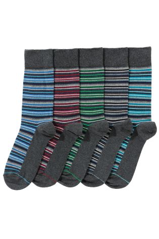 Multi Marl Stripe Socks Five Pack